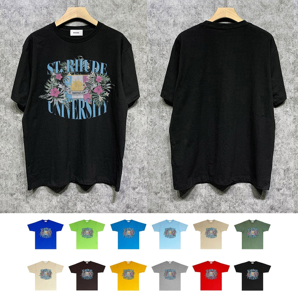 Rhude T-shirts Printed Trendy Pure Cotton