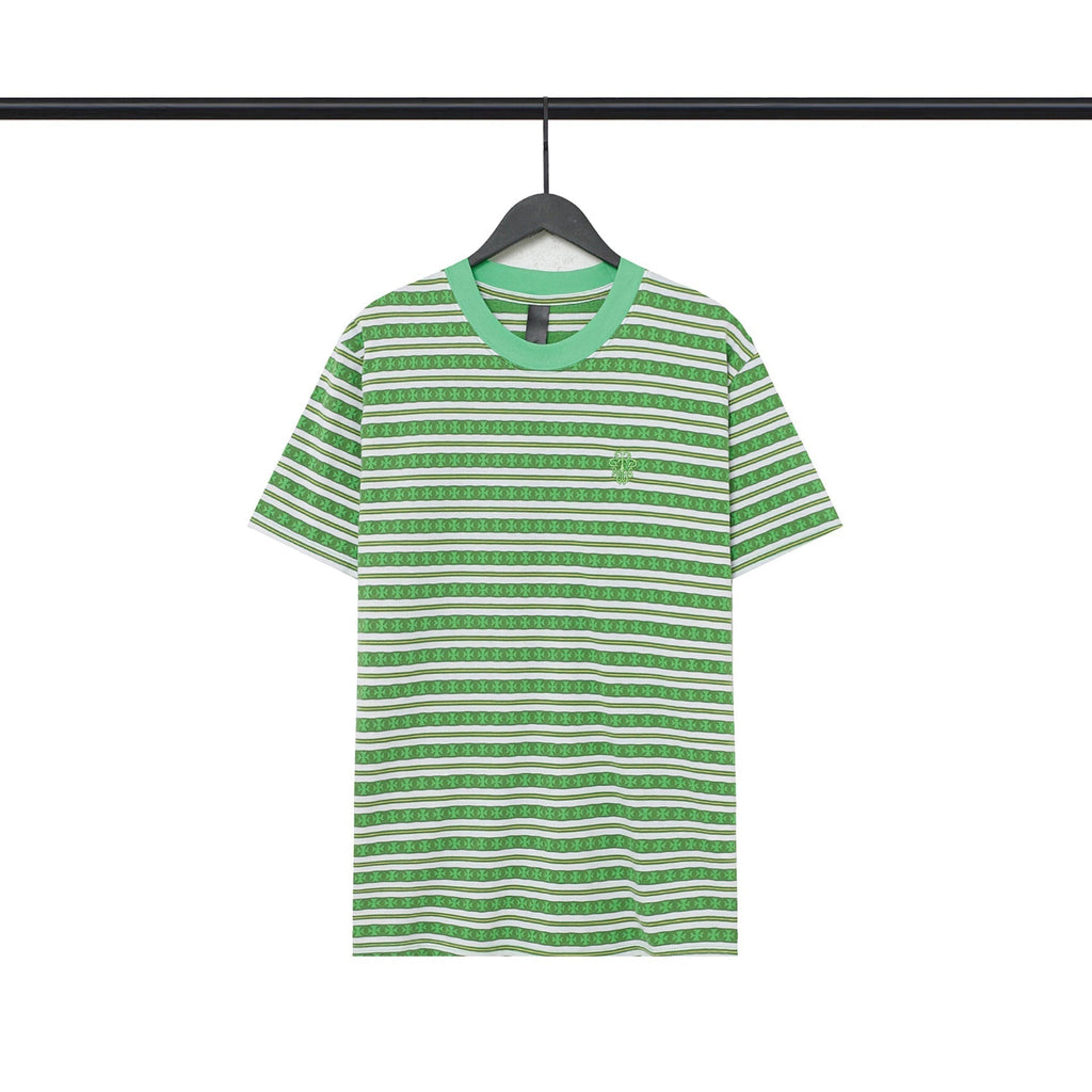 Chrome Heart T Shirts Poison Home Stripe Jacquard Embroidery Short Sleeve Couple T-Shirt