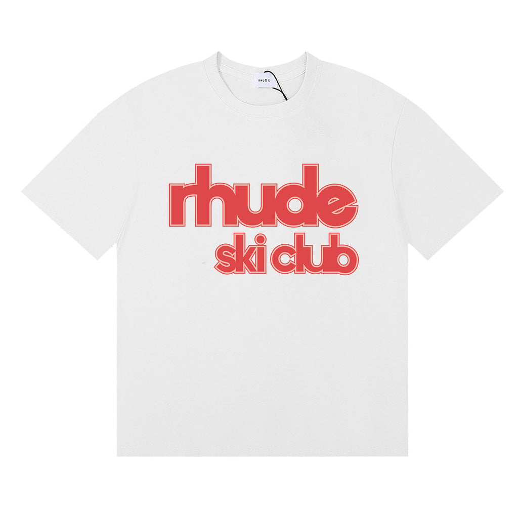Rhude T-shirt Micro Label Letter Skull Print Short Sleeve T-shirt