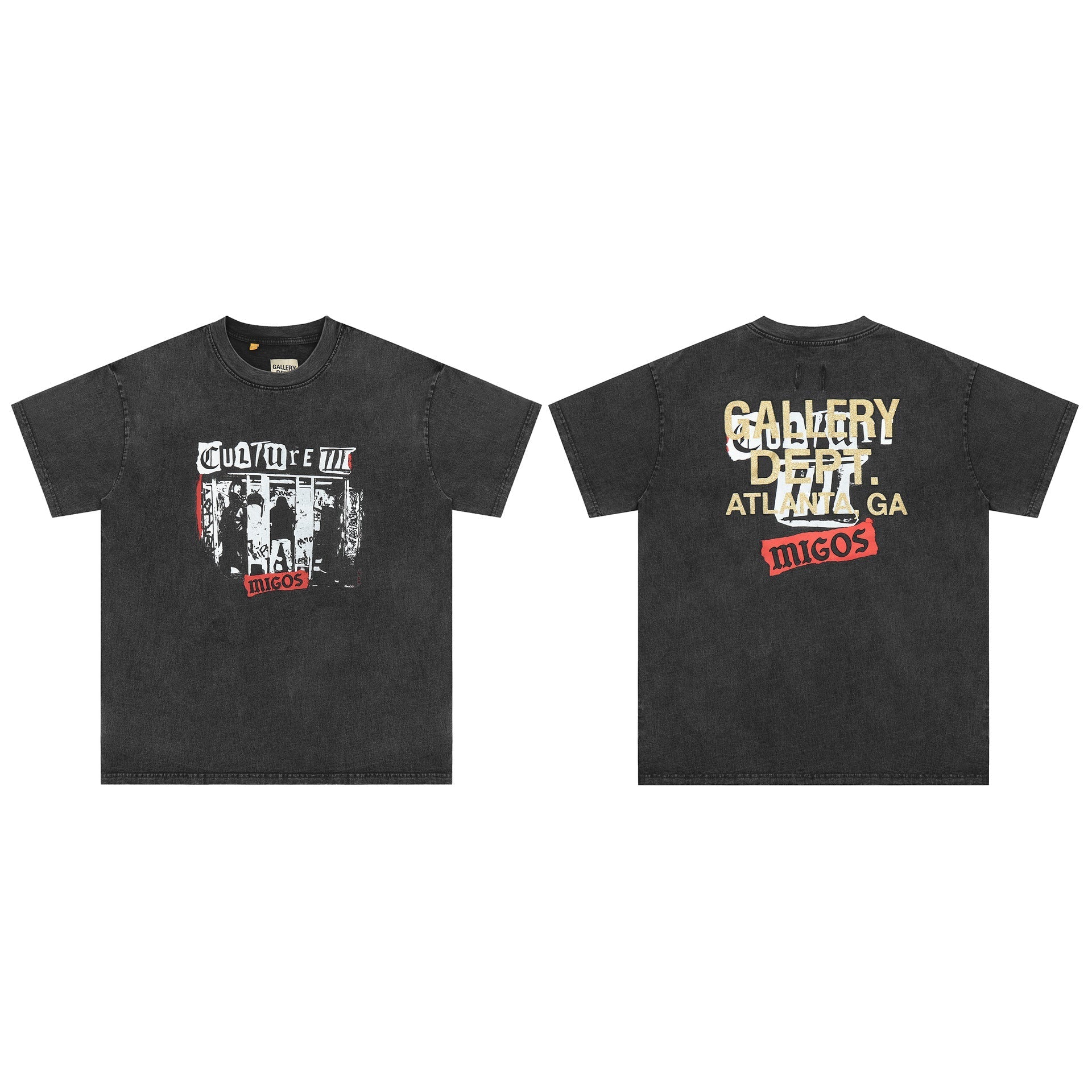 Gallery Dept T Shirts Fashion Short Sleeve Gallery Dept Washed Old High Street T-shirt BF Loose