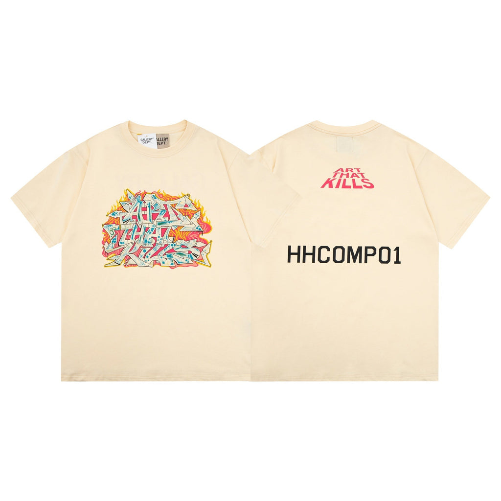 Gallery Dept T-Shirt Ink-splashing Tie-dye Alphabet Short Sleeve T-Shirt