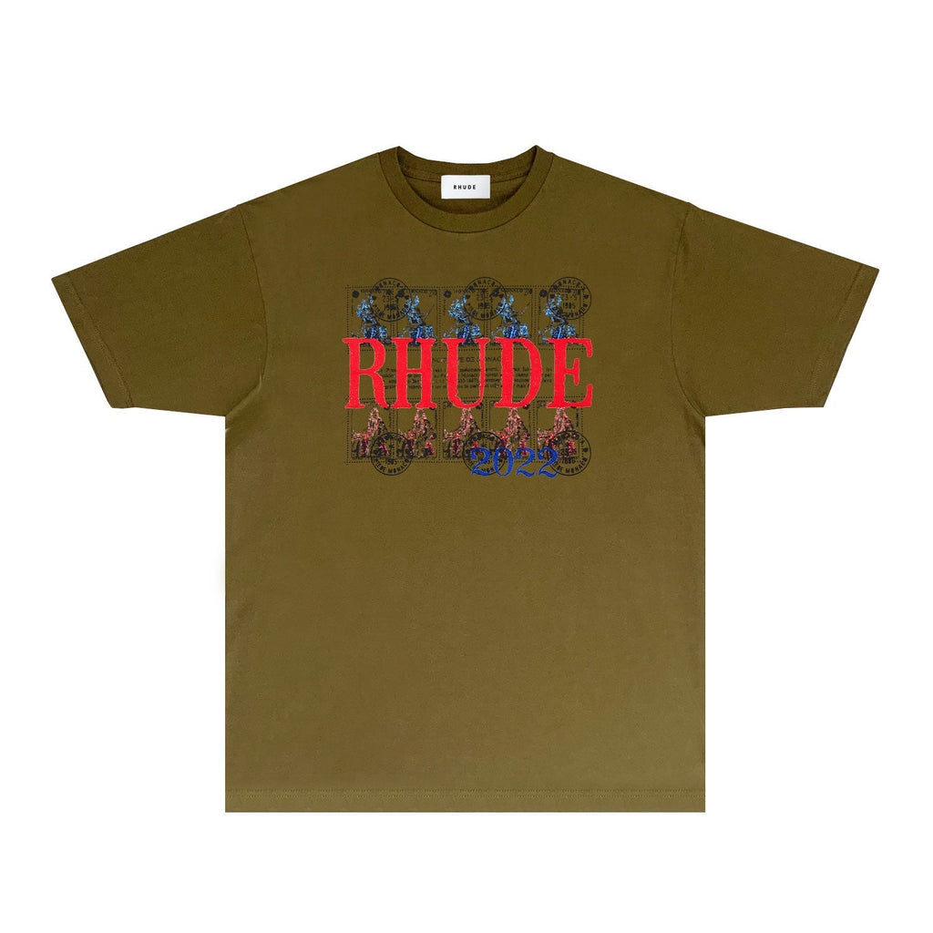 Rhude T-shirts Printed Trendy Pure Cotton