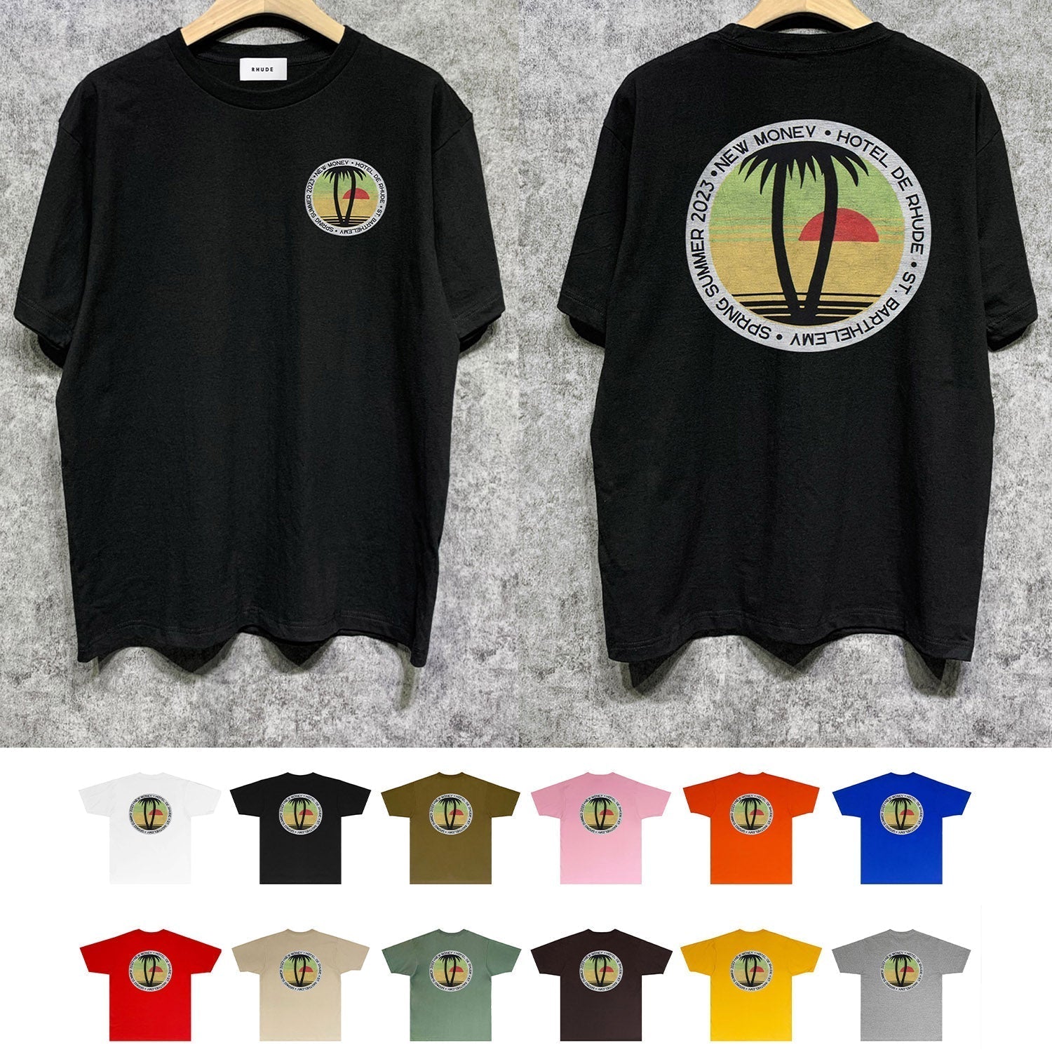 Rhude T-shirts Printed Trendy Pure Cotton